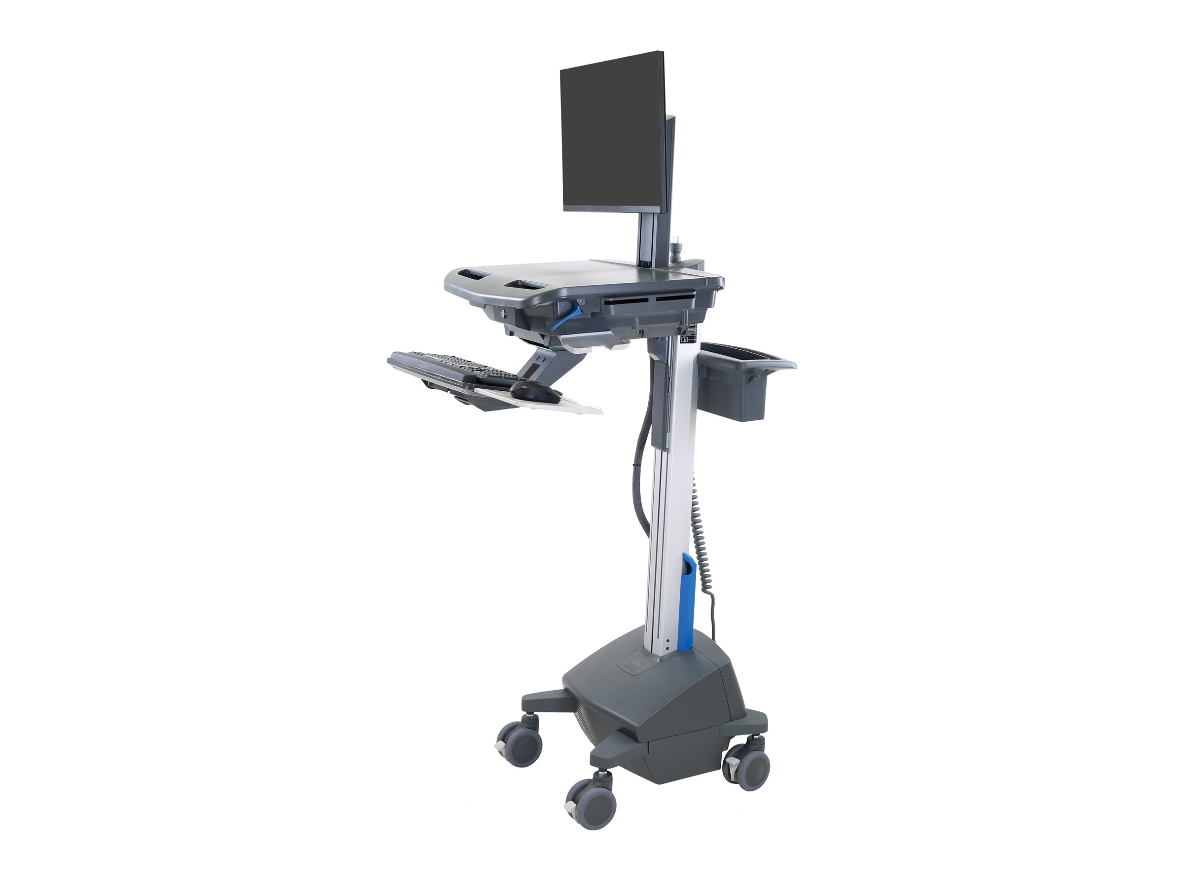 Ergotron Wagen - offene Architektur - für LCD-Display  PC-Ausrüstung - mit LCD-Drehpunkt LiFe-gespeist EU - verriegelbar - medizinisch - hochwertiger Kunststoff Aluminium verzinker Stahl - Dunkelgrau - Bildschirmgröße: bis zu 61 cm (bis zu 24 Zoll)