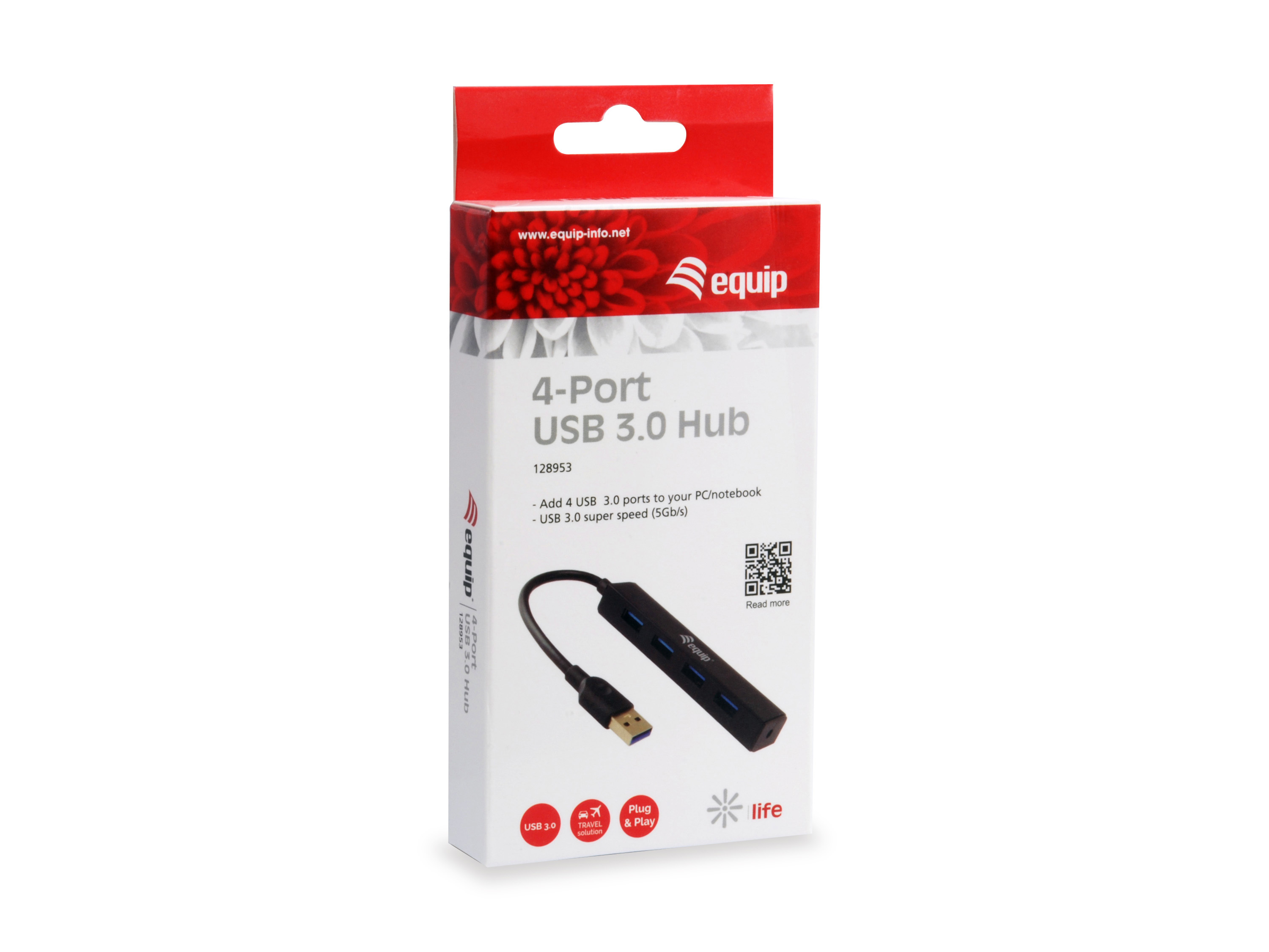 Equip Life 4-Port USB 3.0 Hub - Hub - 4 x SuperSpeed USB 3.0, Ansicht 2