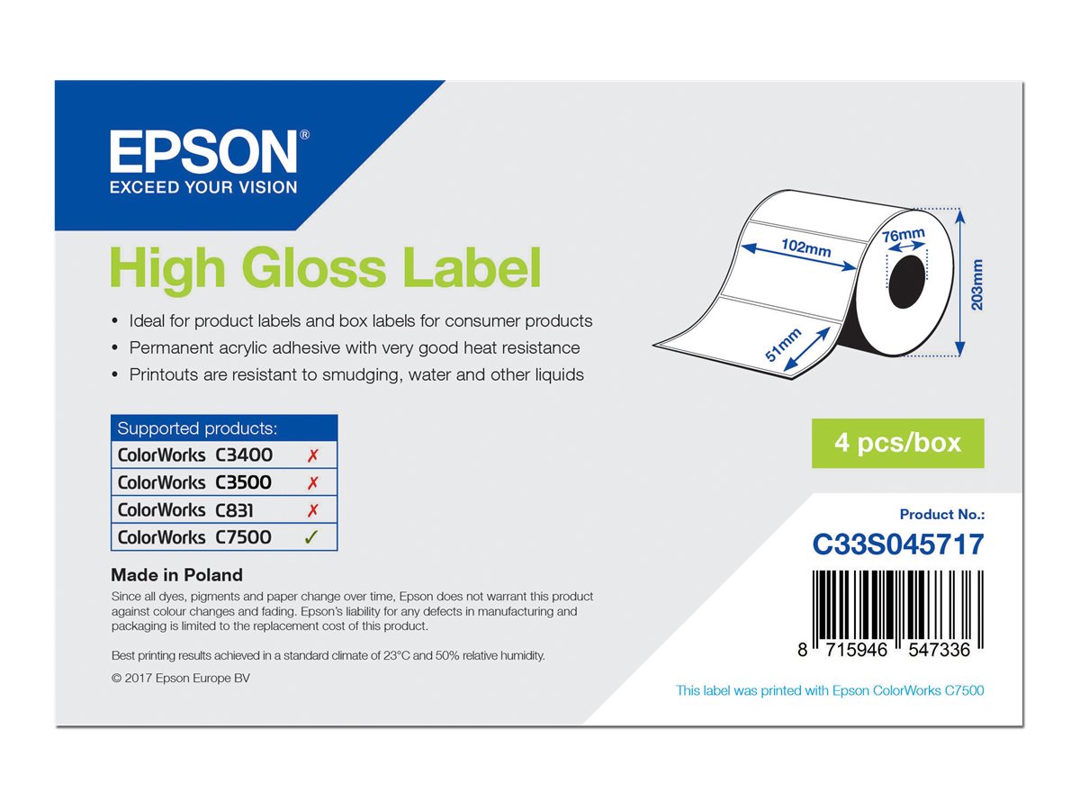 Epson Hochglänzend - permanenter Acrylklebstoff - 102 x 51 mm 2310 Etikett(en) (1 Rolle(n)