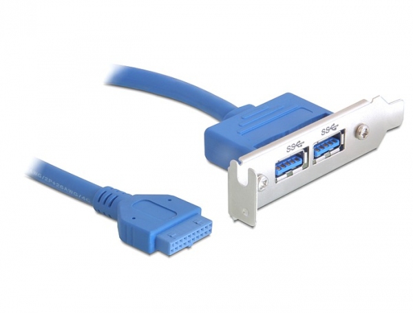 Delock USB 3.0 19-pin - 2 x USB 3.0-A, 0,4 m, USB 3.2 Gen 1 (3.1 Gen 1), USB A, Männlich, Weiblich