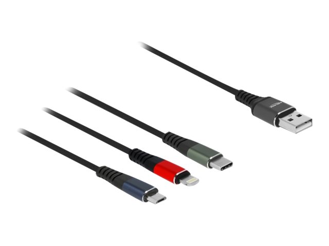 Delock USB Ladekabel 3 in 1 für Lightning / Micro USB / USB Type-C 1 m 3-farbig