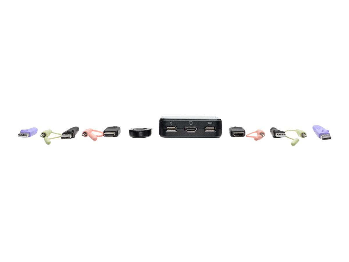 Tripp Eaton Tripp Lite series 2-Port USBHD Cable KVM Switch with AudioVideo Cables and USB Peripheral Sharing