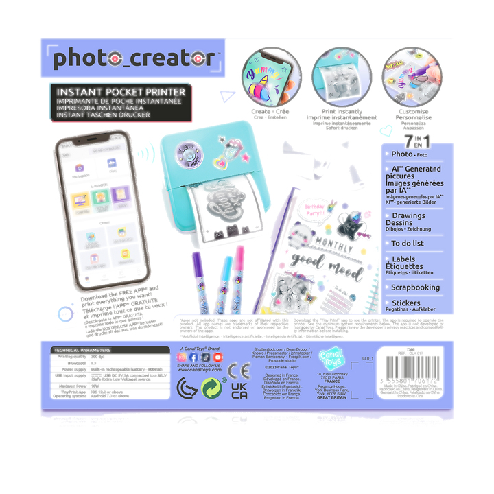 Canal Toys Starter-Set Instant Pocket Printer Blau, Ansicht 4