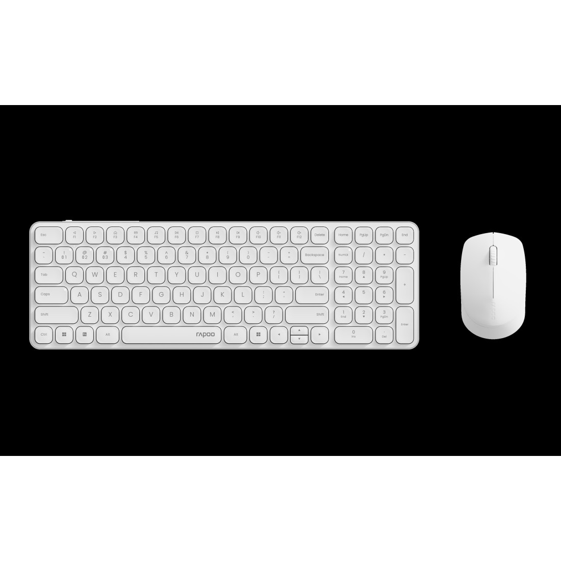 Rapoo Volle Groesse 100% - Kabellos - RF Wireless+ Bluetooth - Weiß - Maus - Tastatur - 2.400 dpi - TL: Deutsch, QWERTZ, Ansicht 2