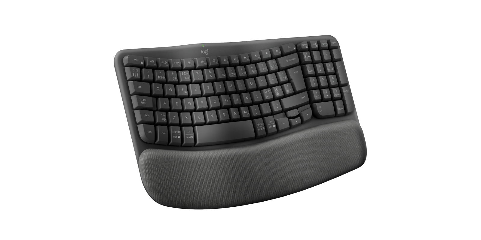 Logitech Wave Keys - Tastatur - mit gepolsterter Handgelenkauflage - TL: Nordisch, QWERTY, Ansicht 2