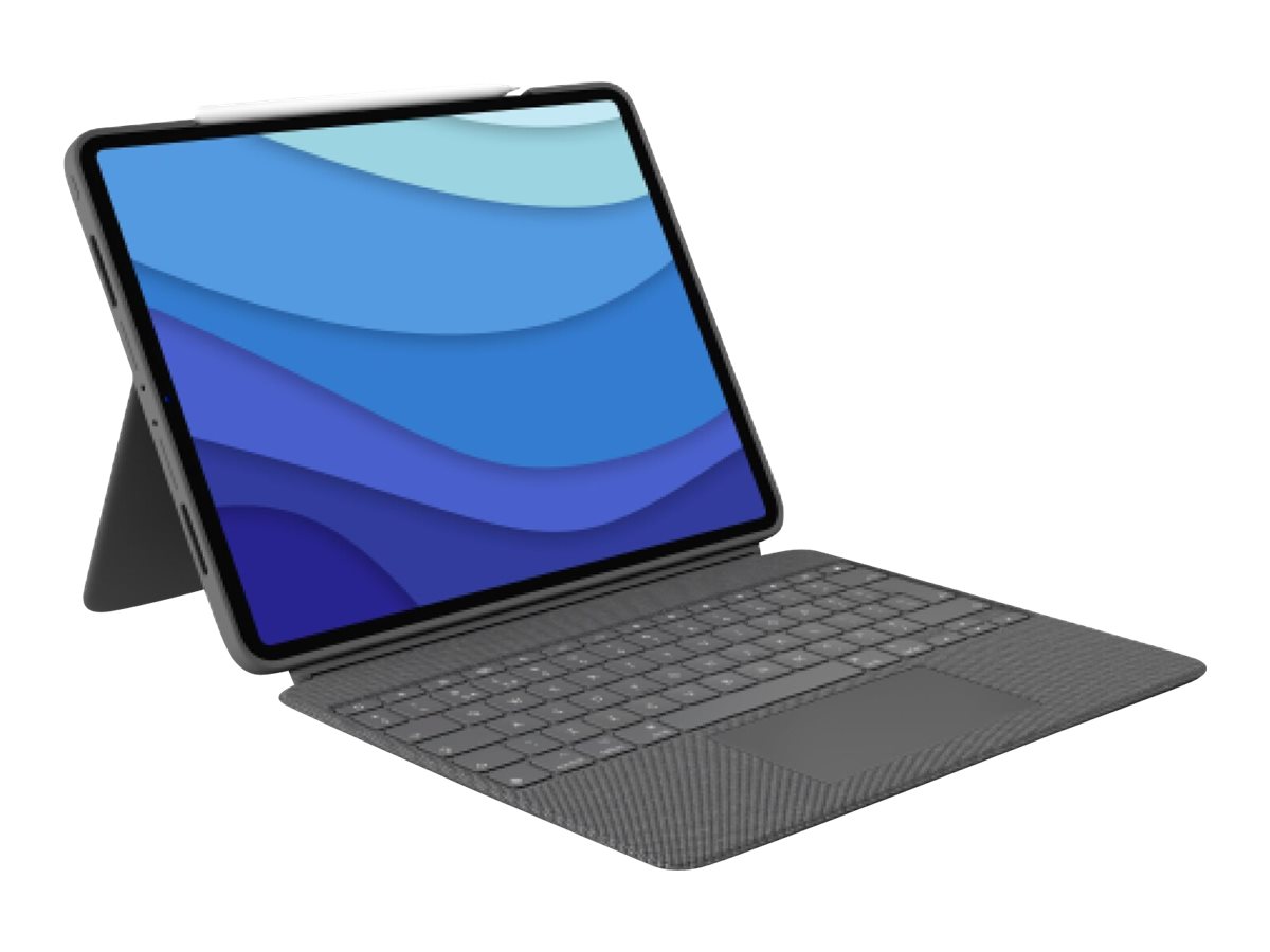 Logitech Combo Touch - Tastatur und Foliohülle - mit Trackpad - hintergrundbeleuchtet - Gray - TL: US, QWERTY, Ansicht 4
