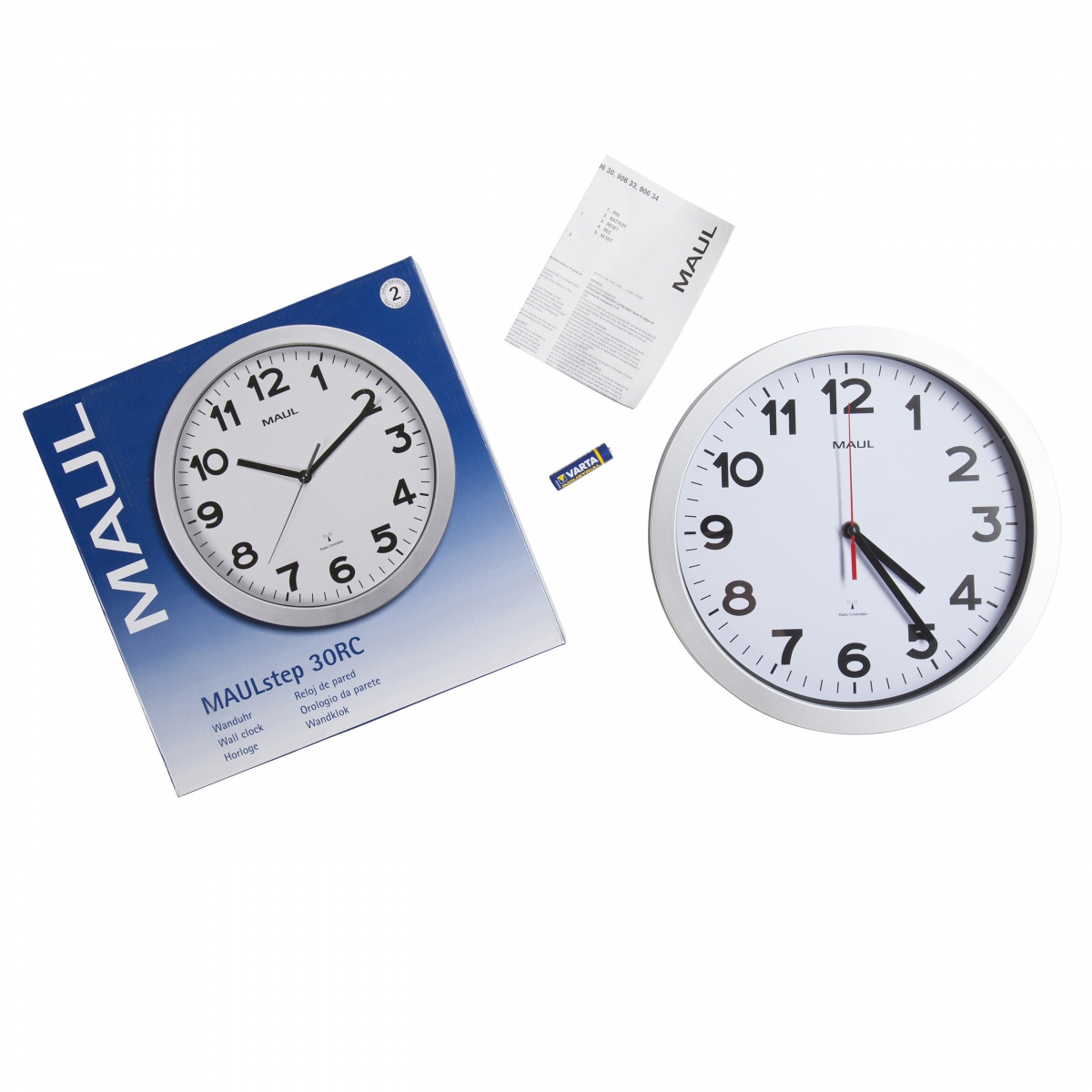 Jakob Maul GmbH MAUL Wanduhr MAULstep - Wand - Kreis - Weiß - Kunststoff - Glas - AA, Ansicht 4
