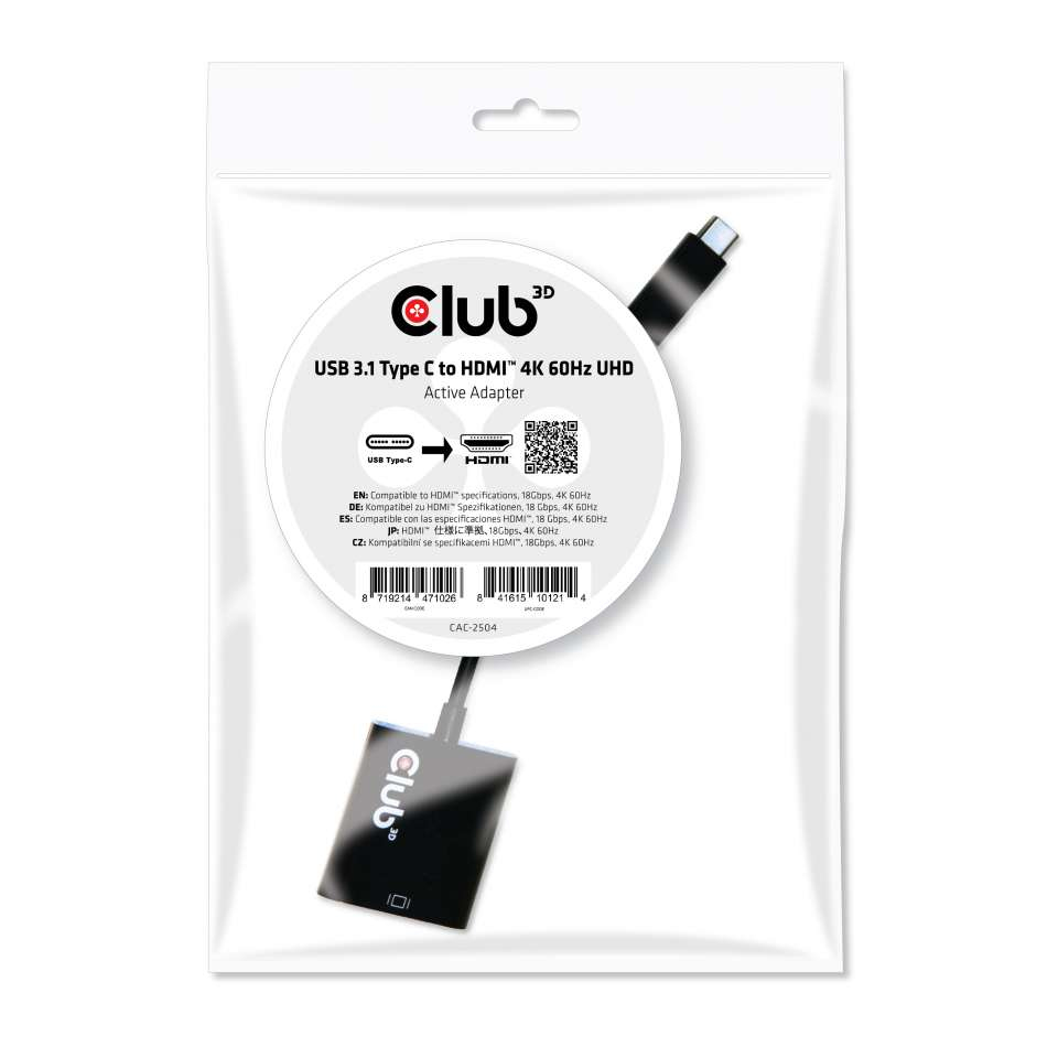 Club 3D USB 3.1 Type C to HDMI 2.0 UHD 4K Active Adapter, Ansicht 2