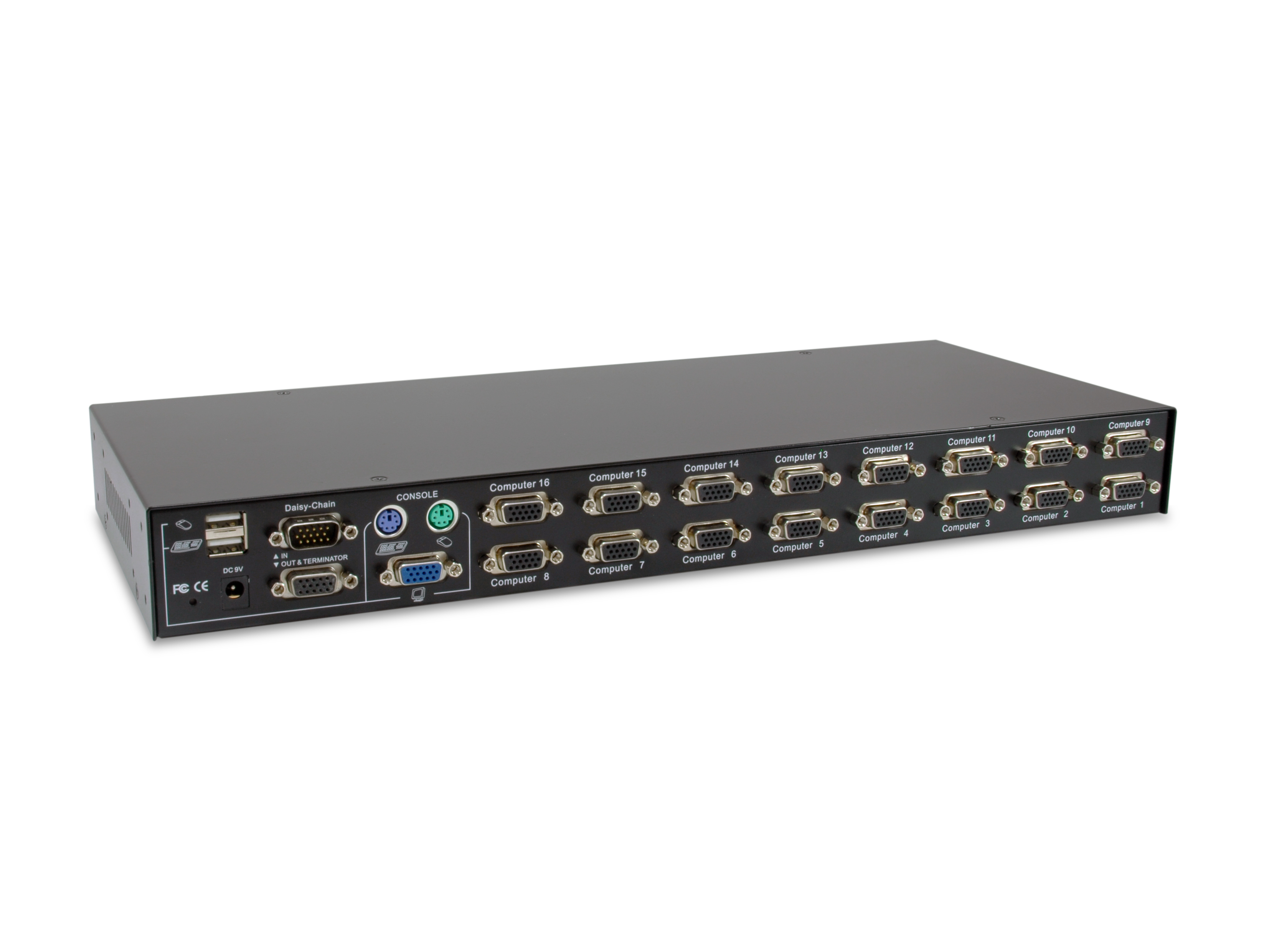 LevelOne 16-Port PS/2-USB VGA KVM Switch - 2048 x 1536 Pixel - Rack-Einbau - 1U - Schwarz, Ansicht 2