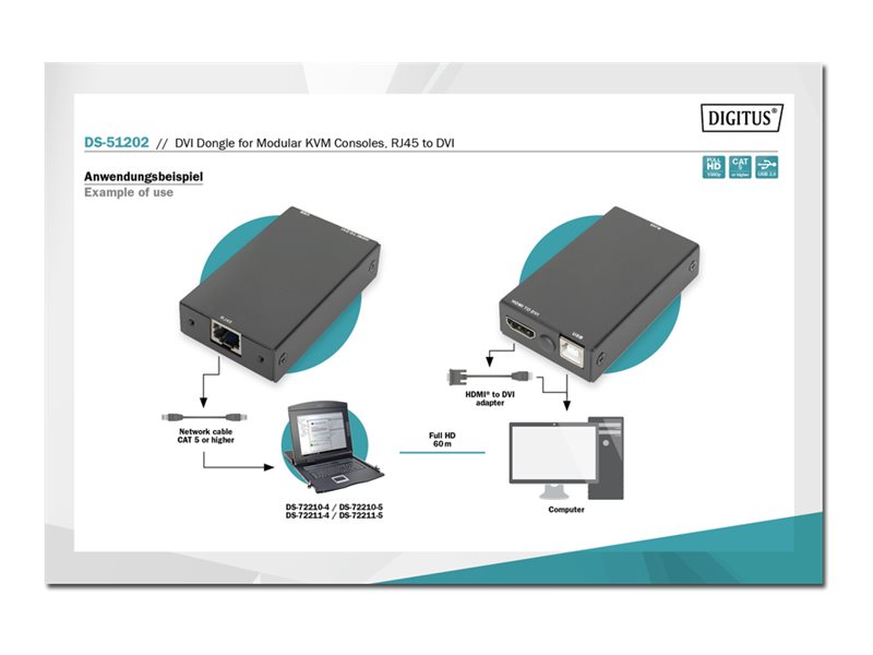 DIGITUS KVM-Extender - USB - bis zu 60 m, Ansicht 3