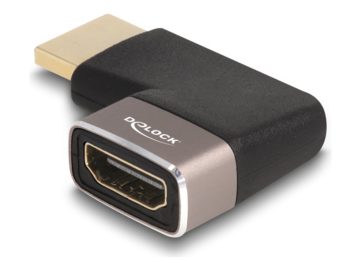Delock Highspeed - HDMI-Adapter mit Ethernet - HDMI männlich zu HDMI weiblich nach rechts abgewinkelt - SchwarzGrau - unterstützt 8K 60 Hz (7680 x 4320)