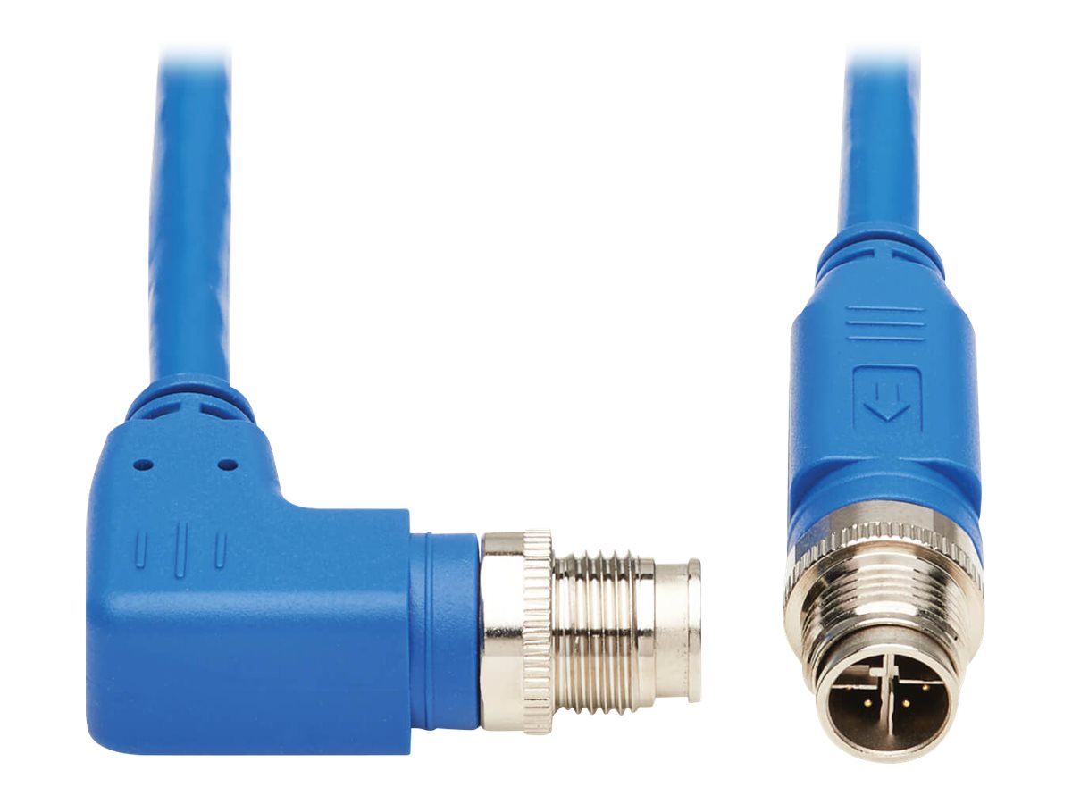 Tripp Lite M12 X-Code Cat6 1G UTP CMR-LP Ethernet Cable (Right-Angle M/M), IP68, PoE, Blue, 5 m (16.4 ft.) - Netzwerkkabel - 8 pin M12-X (M) rechtwinklig zu 8 pin M12-X (M) - 5 m - UTP - CAT 6