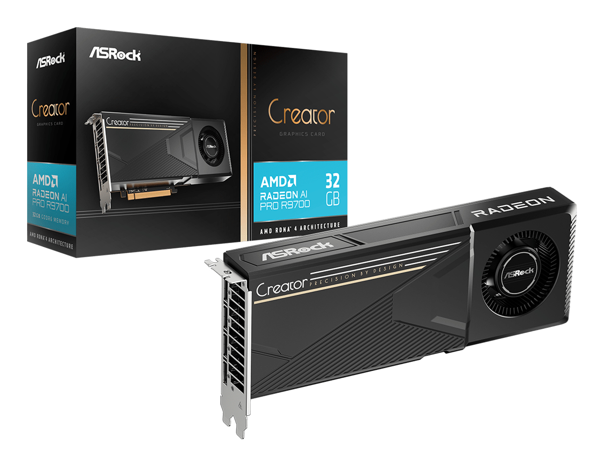 ASRock Creator Radeon AI Pro R9700 - Grafikkarte - PCI-Express, Ansicht 2