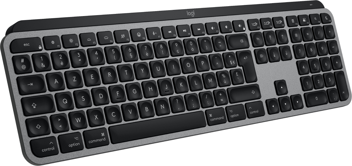 Logitech Master Series MX Keys S for Mac - Tastatur - full size - Bluetooth LE - Space-grau - TL: Französisch, AZERTY, Ansicht 2