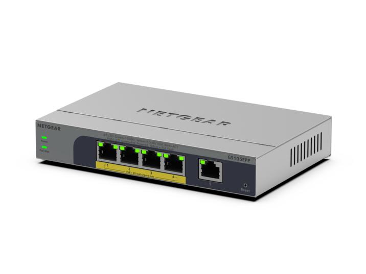 Netgear Easy Smart GS105EPP - Switch - high-power - L3 - Smart - 1 x 10/100/1000 + 4 x 10/100/1000 (PoE+), Ansicht 4