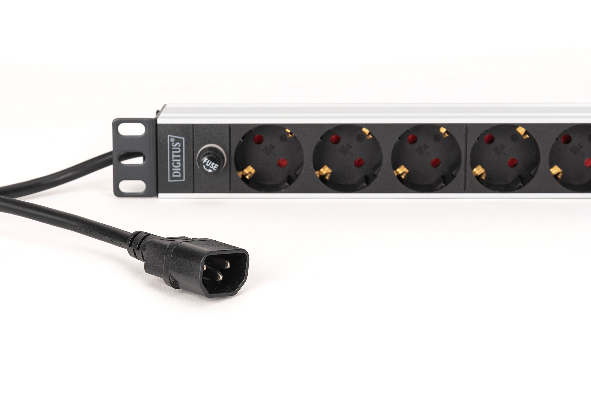 DIGITUS 1U Alu PDU rackmount. 8x CEE 7/7 outlet 1x Stecker - (Offline-) USV - 19, Ansicht 2