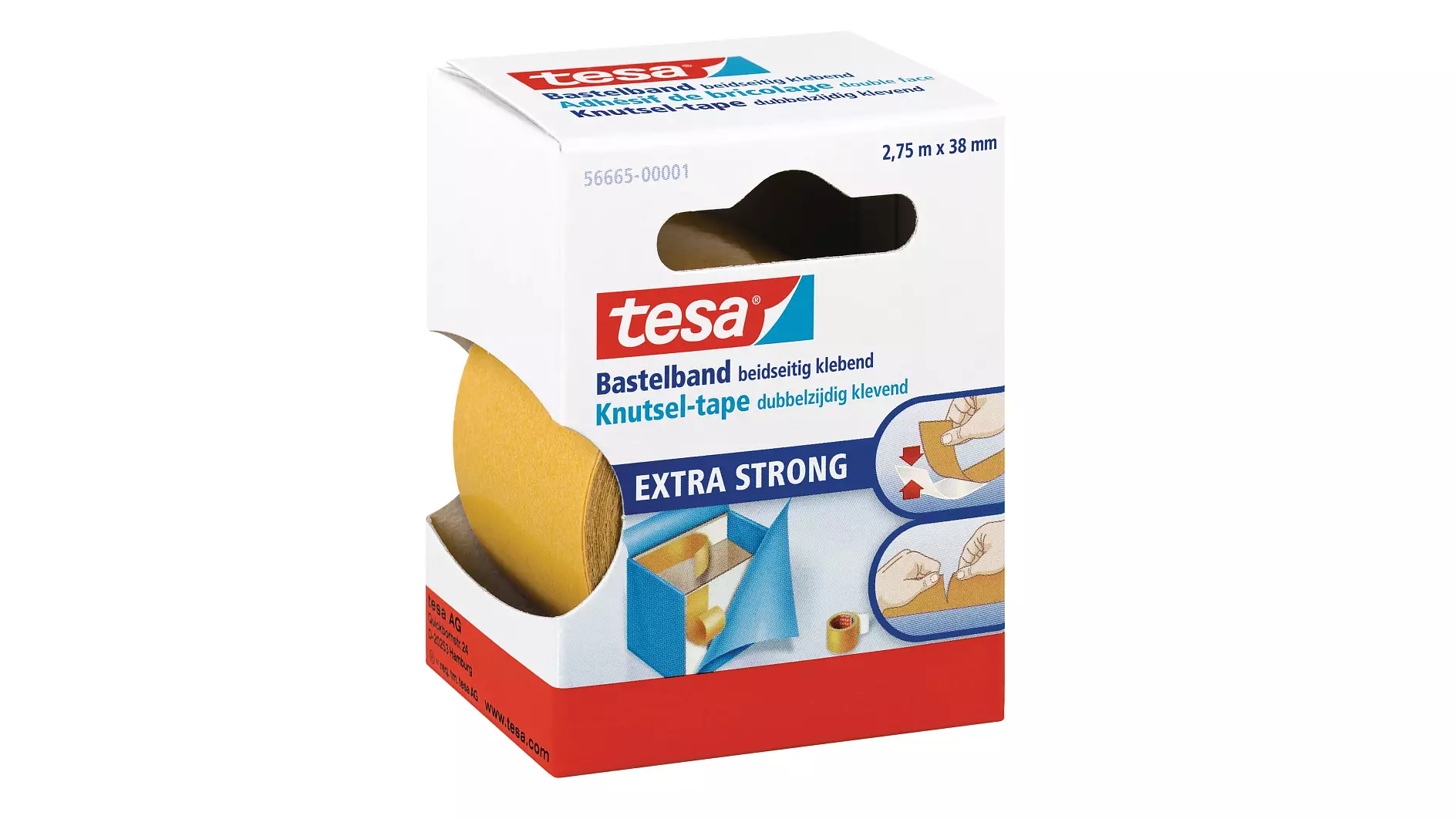 Tesa 56665-00001-01 - Transparent - Monochromatisch - Dauerhaft - 2,75 m - 38 mm - Box, Ansicht 2