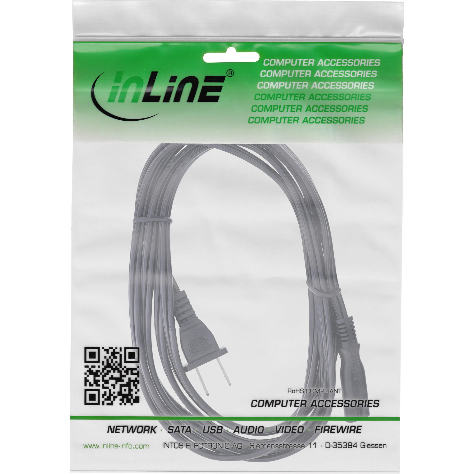 InLine Netzkabel - Netzstecker USA auf Euro 8 C7 Stecker - 1,8m, Ansicht 4