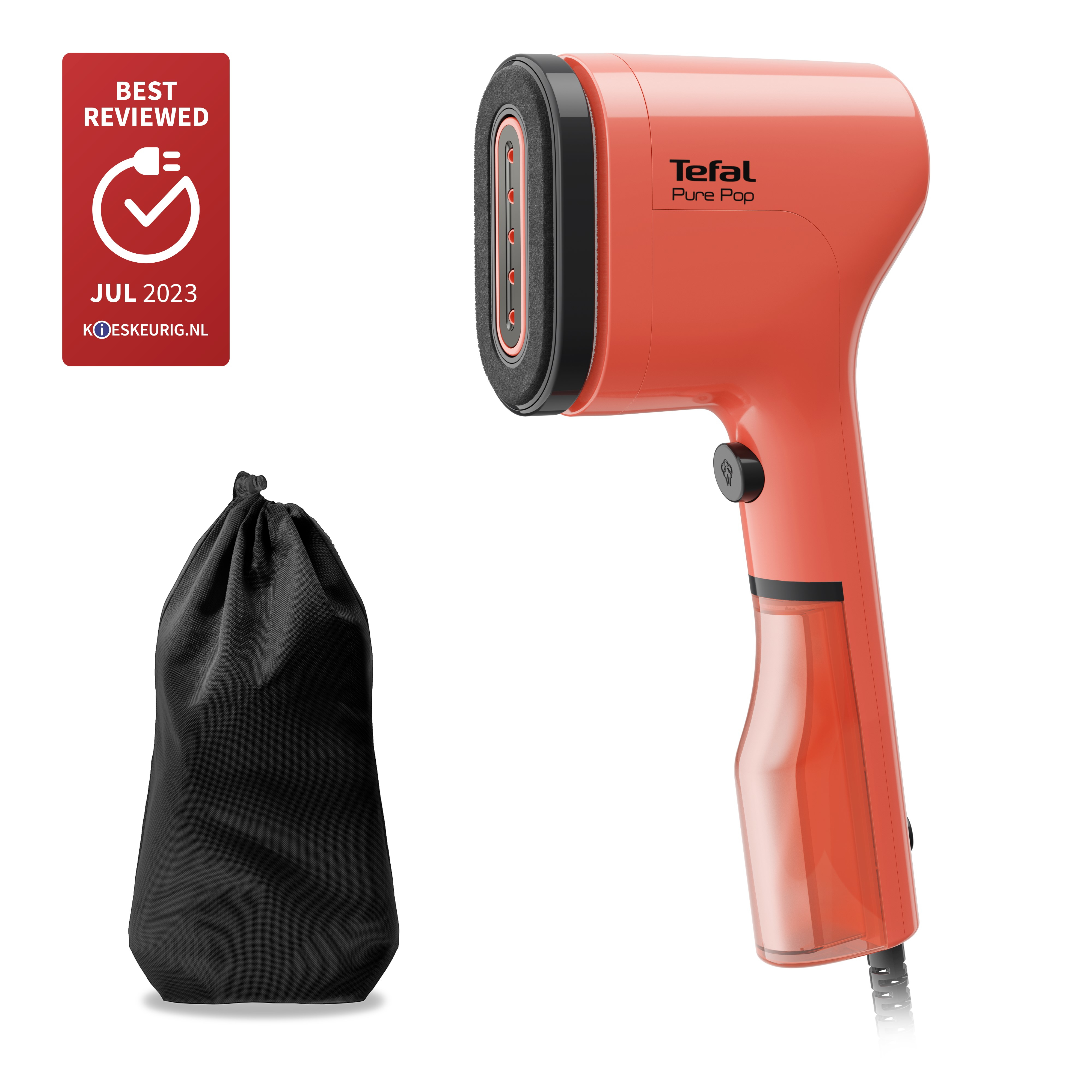 TEFAL Pure Pop DT2022 - Tragbare Dampfbürste - 0,07 l - 0,25 min - Koralle - Tasten - Handschalter, Ansicht 2