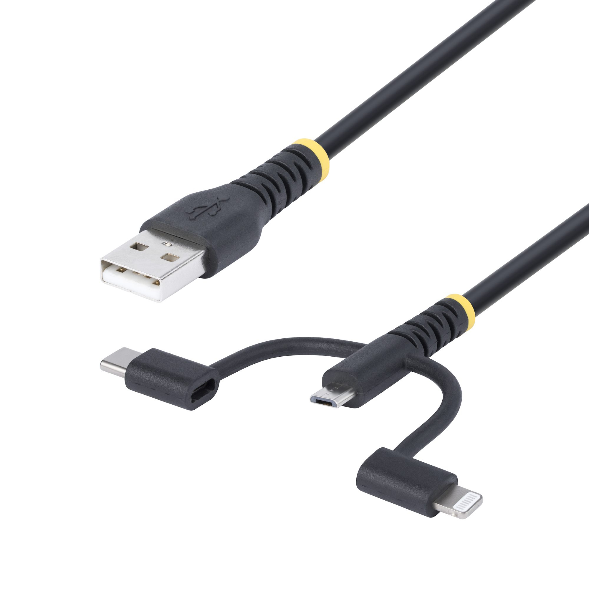 StarTech.com 3.3ft USB Multi Charging Cable, Lightning/Micro-USB/Type-C, Ansicht 2