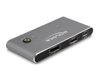 Delock USB-C KVM Switch zu DisplayPort 8K 30 Hz mit USB 2.0 - 7680 x 4320 Pixel - 8K Ultra HD - Anthrazit
