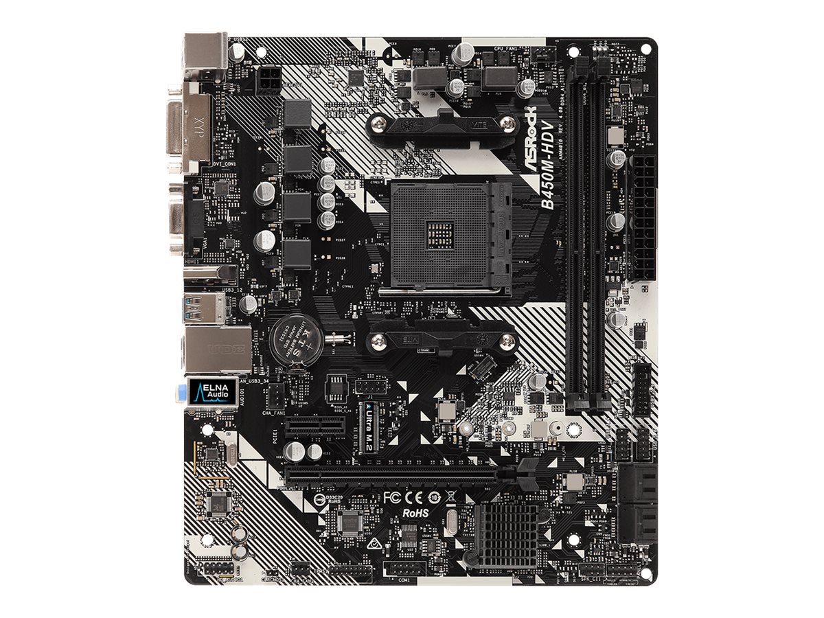 ASRock B450M-HDV R4.0 - Motherboard - micro ATX - Socket AM4 - AMD B450 - USB 3.1 Gen 1 - Gigabit LAN - Onboard-Grafik (