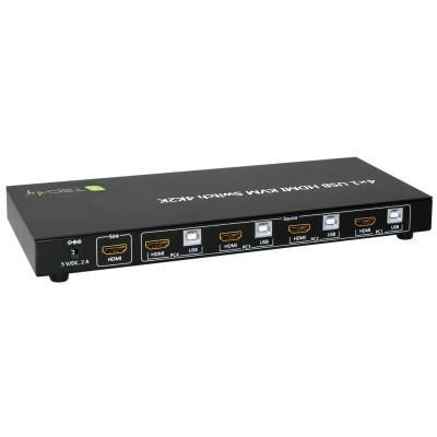 Techly 4x1 USB HDMI KVM Switch 4Kx2K - KVM-/Audio-/USB-Switch, Ansicht 2