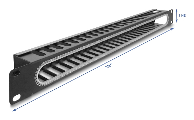 Delock Cable routing panel - Schwarz, RAL 9005 - 1U - 48.3 cm (19), Ansicht 3