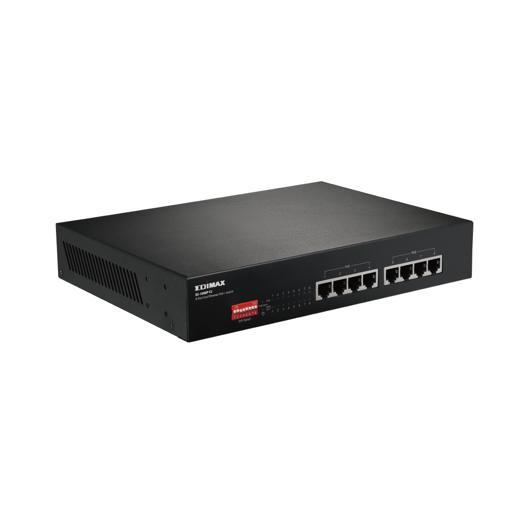 Edimax ES-1008P - V2 - Switch - 8 x 10/100 (PoE+), Ansicht 3
