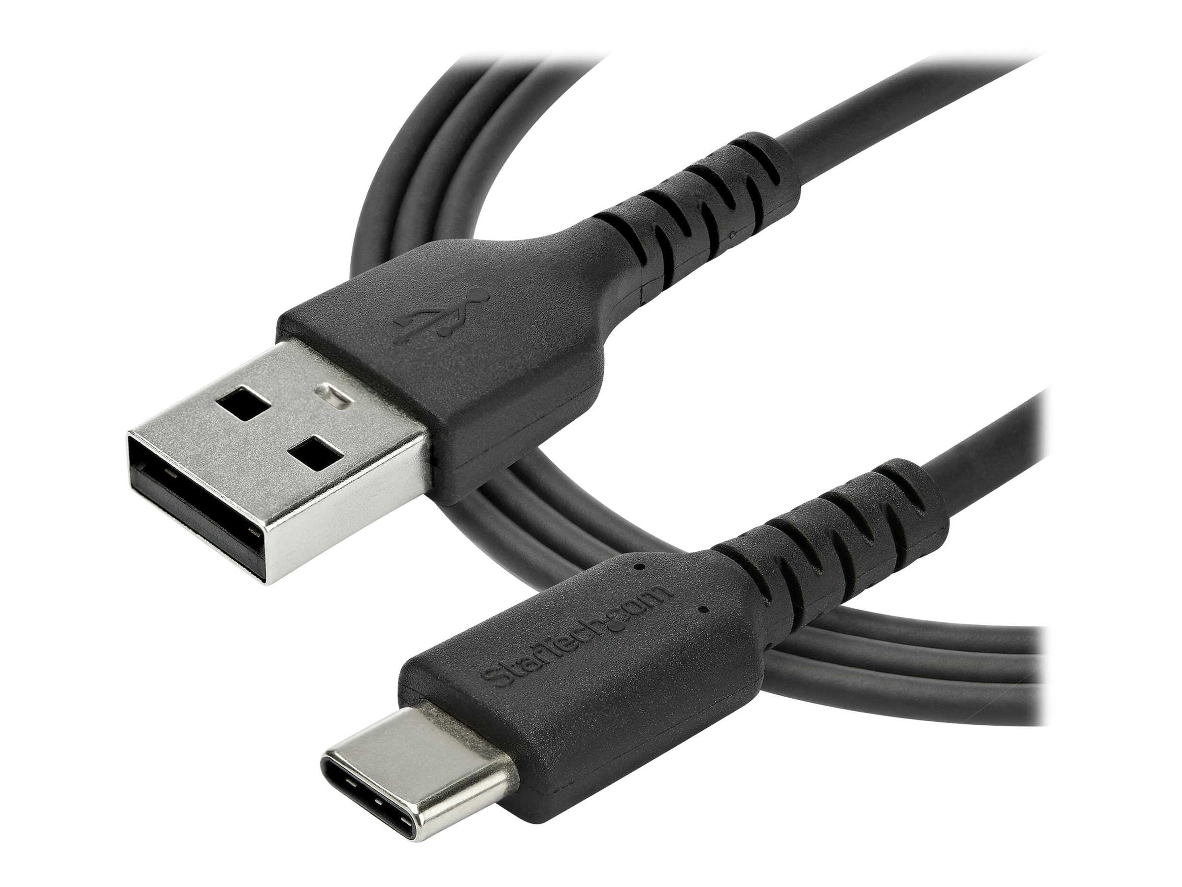 StarTech.com 2m USB-A auf USB-C Ladekabel - Dauerhaftes USB 2.0 auf USB Typ-C Datenübertragungs- und Schnellladekabel - Robuster TPE-Mantel Aramidfaser, M/M, 3A - Schwarz (RUSB2AC2MB)