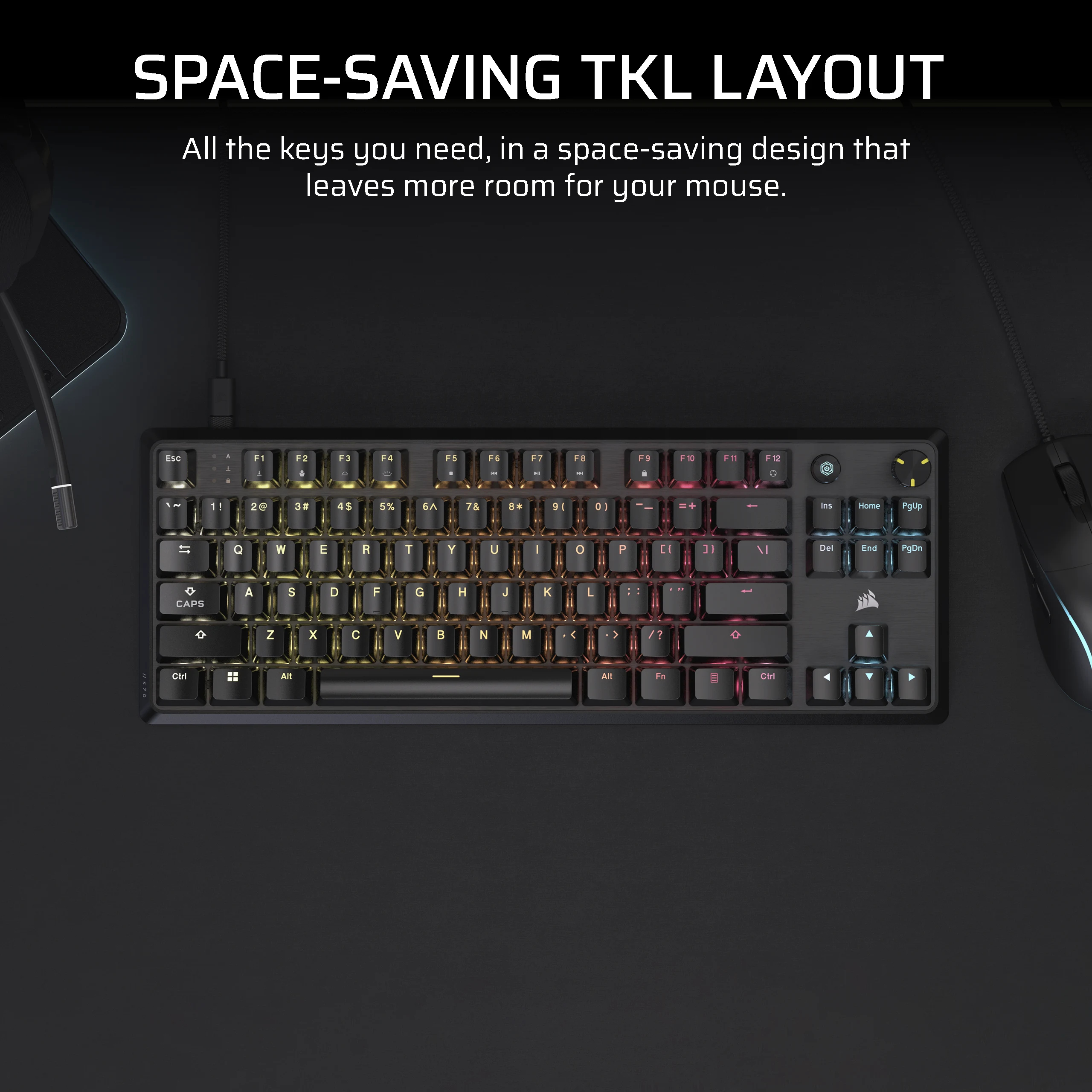 Corsair K70 CORE TKL RGB - Tastatur - TKL - hintergrundbeleuchtet - TL: Deutsch, QWERTZ, Ansicht 4