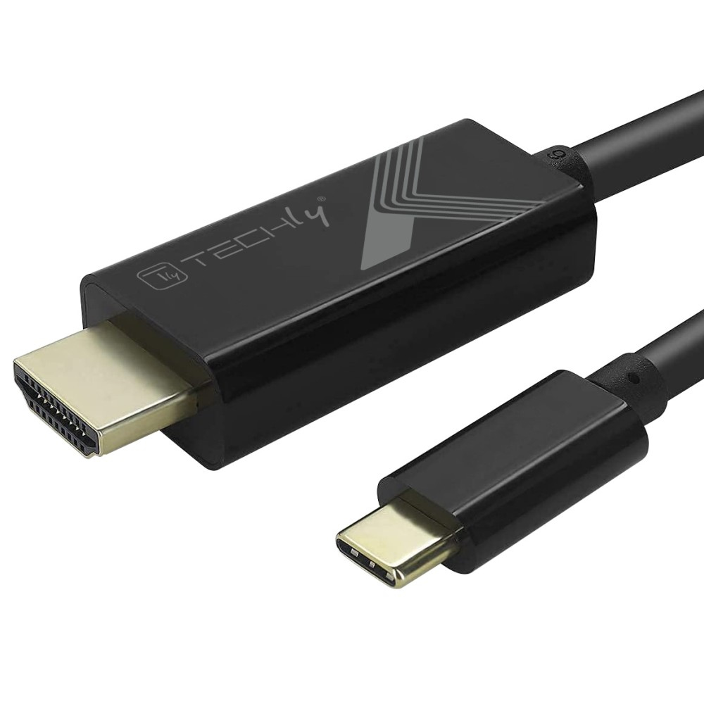 IC Intracom TECHly - Adapterkabel - 24 pin USB-C männlich zu HDMI männlich - 5 m - Schwarz - rund, unterstützt 4K 60 Hz, Ansicht 2