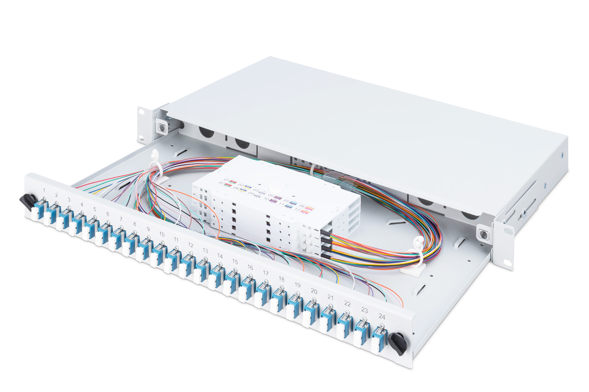 DIGITUS LWL Spleißbox, bestückt, LC, OS2, Ansicht 4