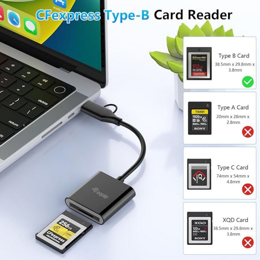 Equip Kartenleser CFexpress Type B USB-C/-A Adapt. 10Gbps - CF Express Typ A - CF Express Typ B, Ansicht 3