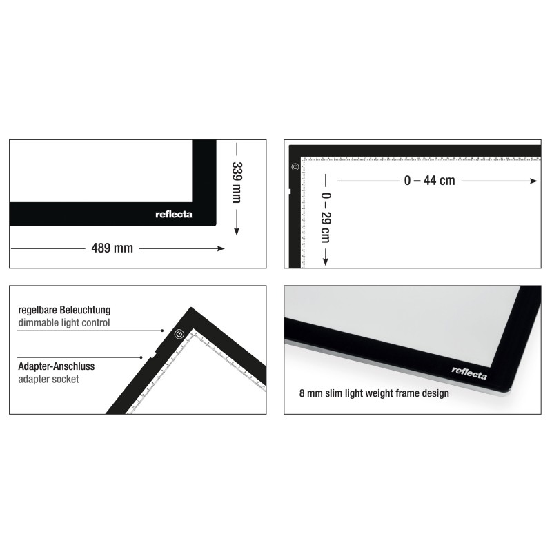 Reflecta LED Light Pad A3 Super Slim - Schwarz - Einzelbilderrahmen - 44 x 29 cm - Rechteckig - LED - Gleichstrom, Ansicht 4