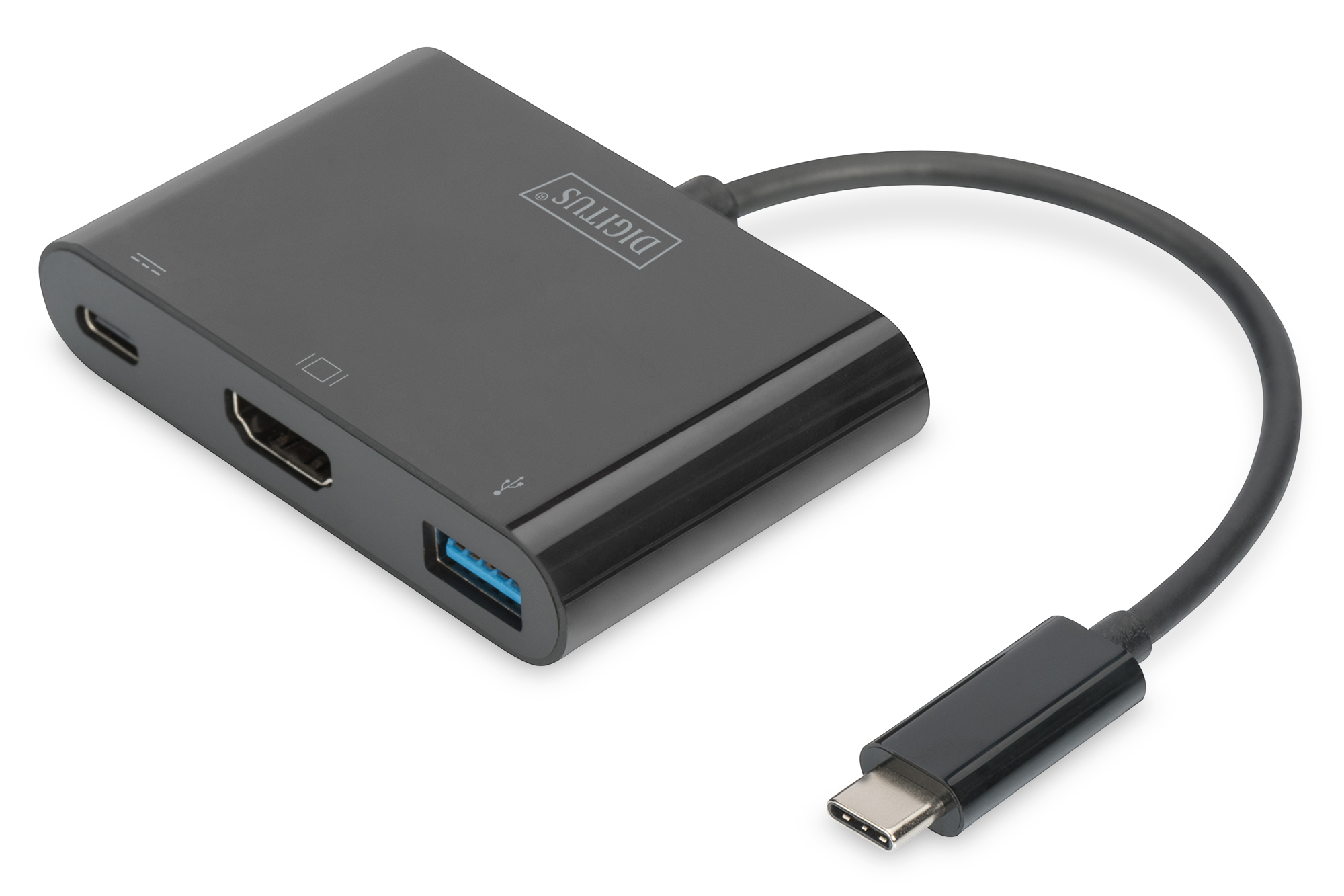 DIGITUS USB Type-C™ HDMI Multiport Adapter, 3-Port, USB 3.2 Gen 1 (3.1 Gen 1) Type-C, Schwarz, HDMI, USB 3.2 Gen 1 (3.1 Gen 1) Type-A, USB 3.2 Gen 1 (3.1 Gen 1) Type-C, China, USB, 60 W