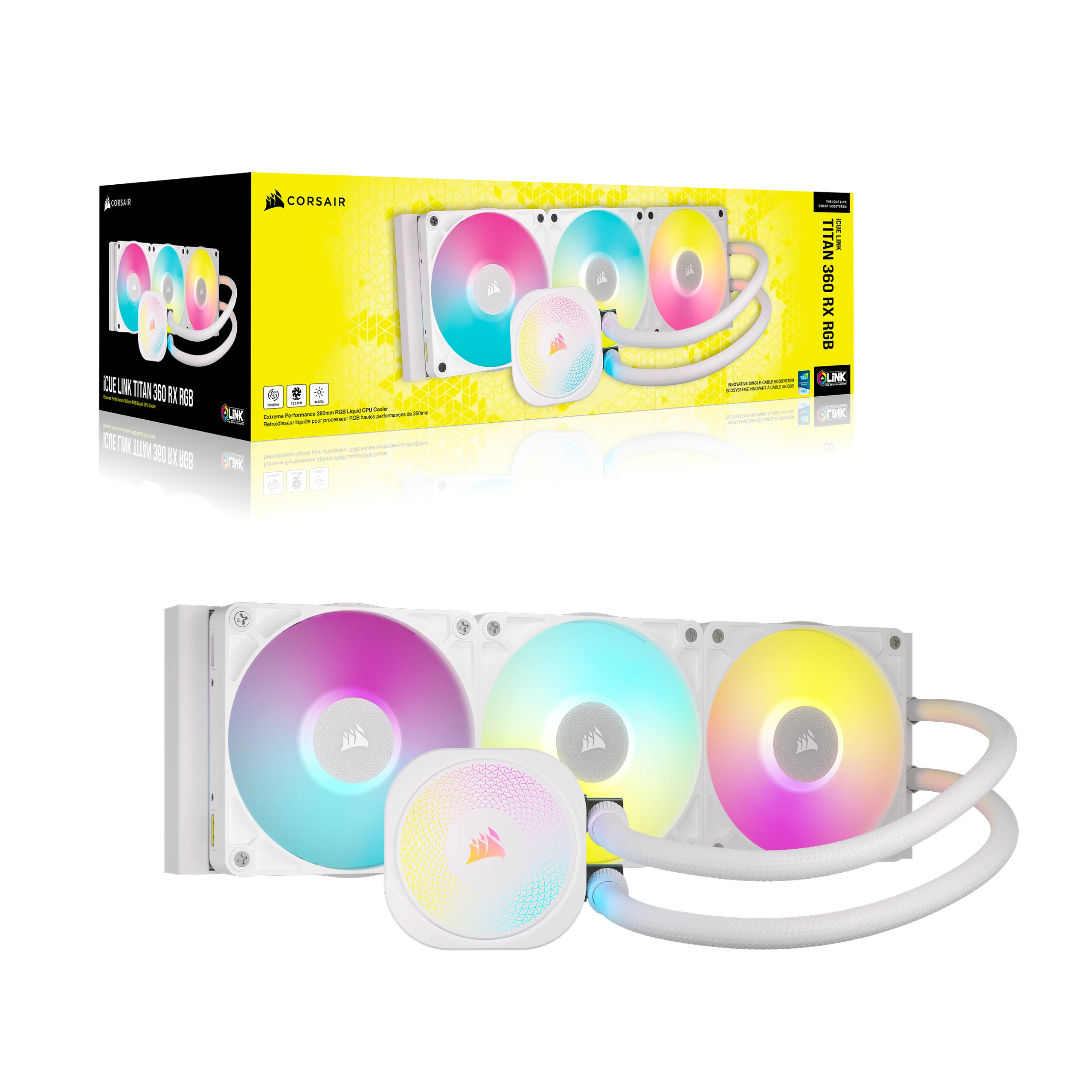 Corsair CPC Corsair AIO iCUE LINK TITAN RX RGB 360 white - CPU-Kühler, Ansicht 3