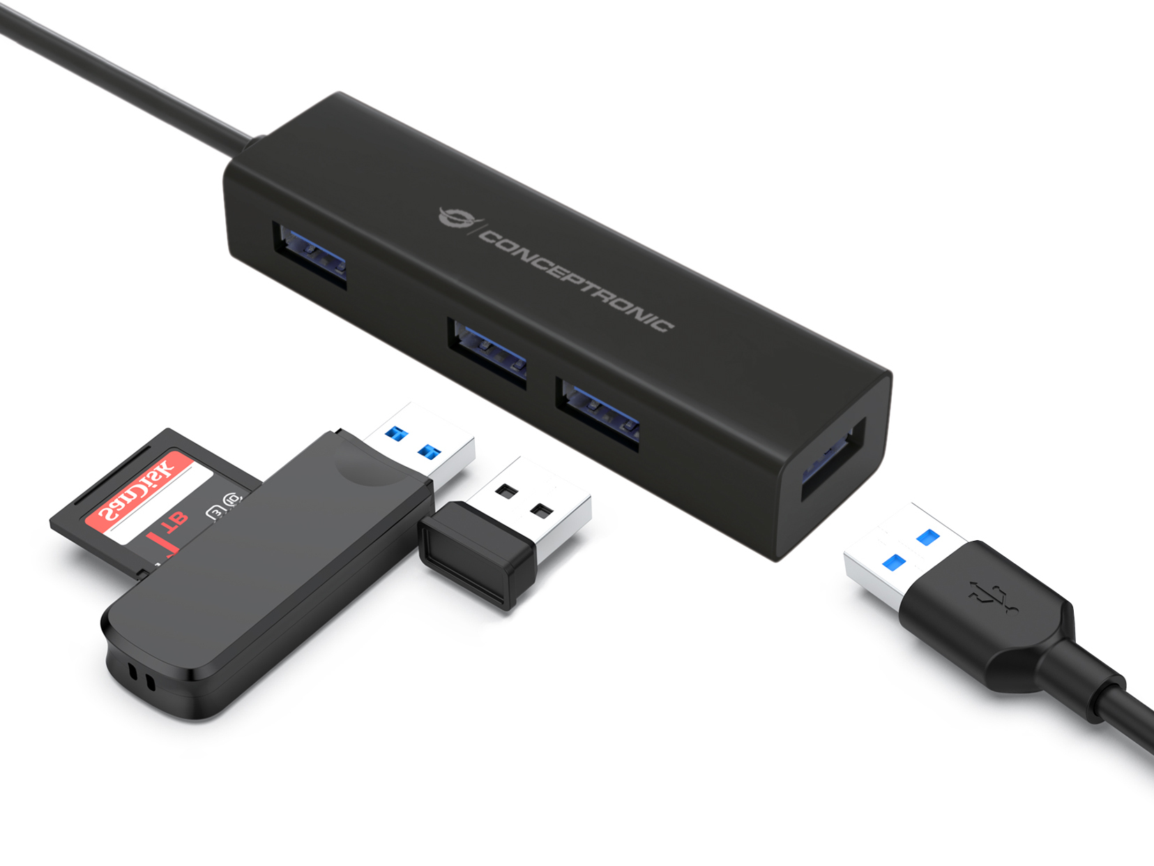 Conceptronic HUBBIES07B - Hub - 4 x SuperSpeed USB 3.0, Ansicht 4