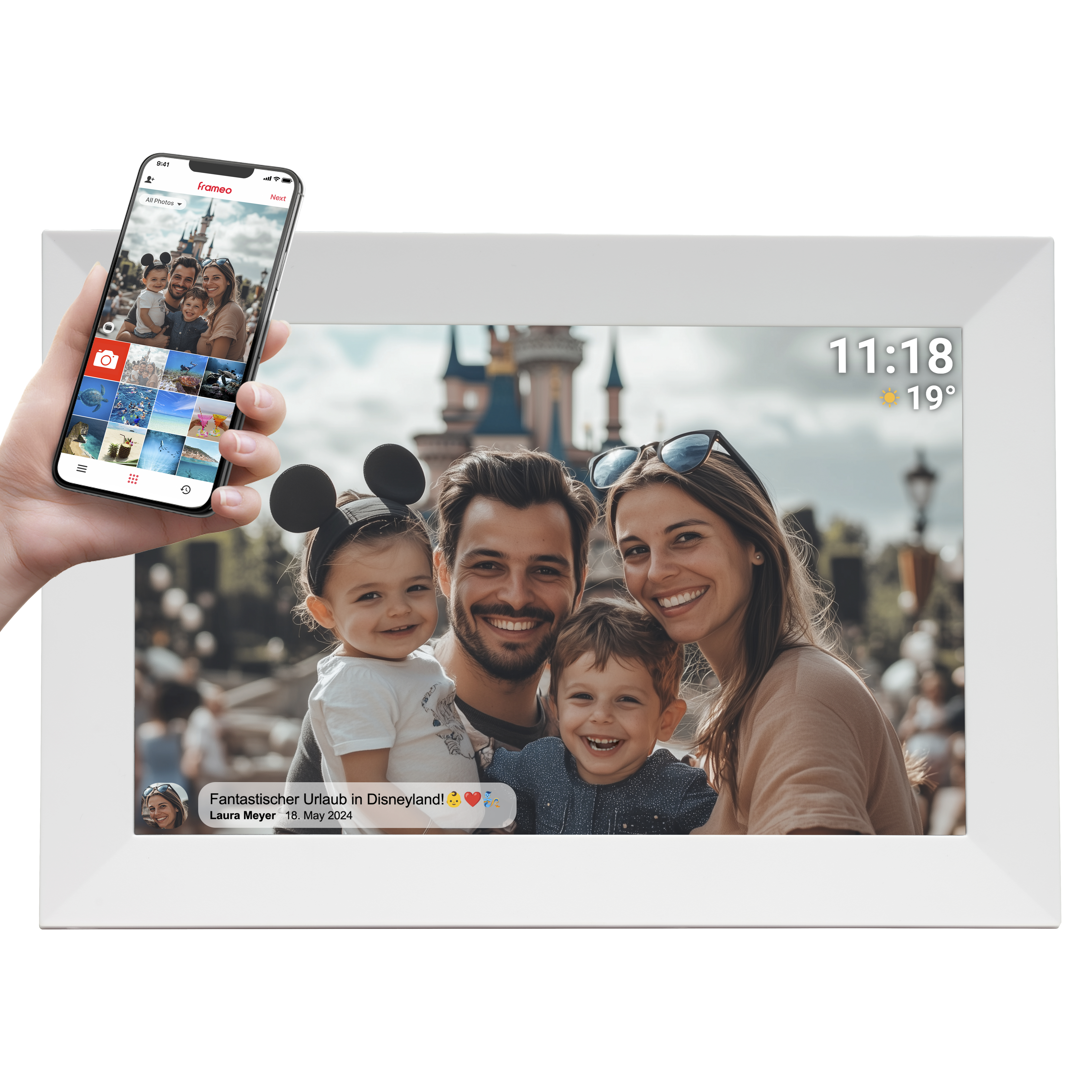 Inter Sales DENVER FRAMEO PFF-1024WHITE - Digitaler Fotorahmen - 16 GB - 25.7 cm (10.1") von LumaTech