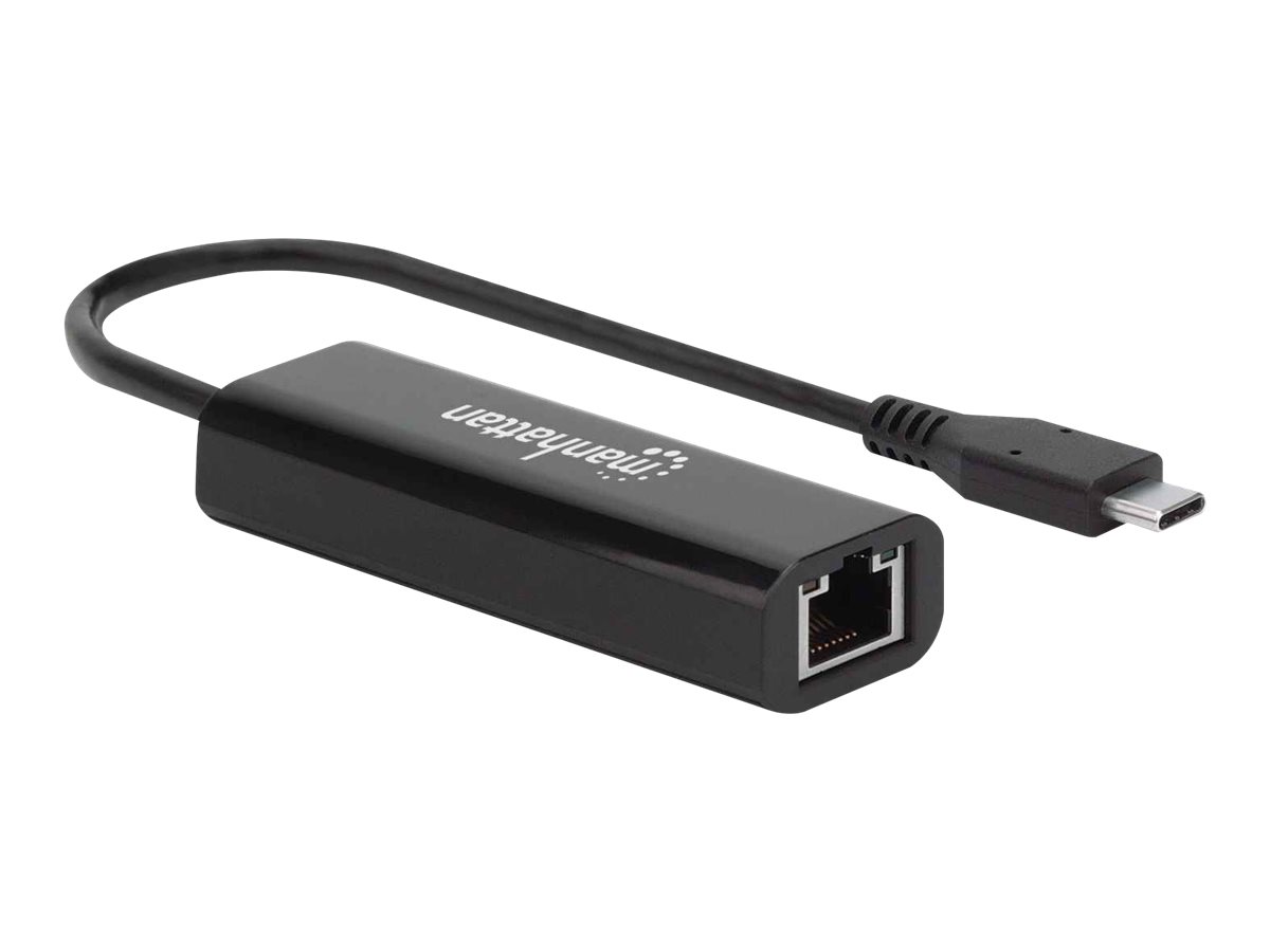 Manhattan USB-C to 2.5GBASE-T Gigabit (10/100/1000 Mbps & 2.5 Gbps) RJ45 Network Adapter, Multi-Gigabit Ethernet, Black, Three Year Warranty, Box - Netzwerkadapter - USB-C 3.2 Gen 1 / Thunderbolt 3 - 10M/100M/1G/2,5 Gigabit Ethernet x 1 - Schwarz