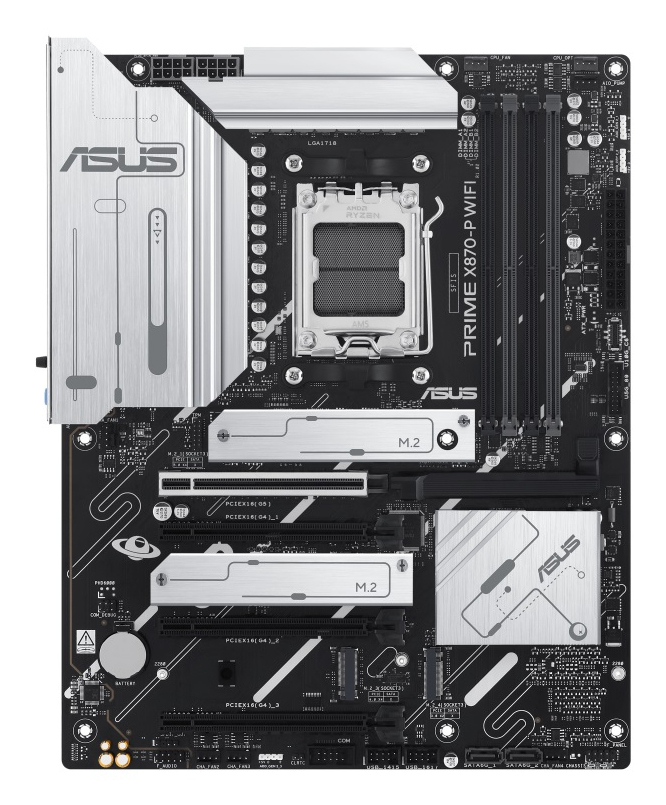ASUS PRIME X870-P WIFI - Motherboard - ATX - Socket AM5 - AMD X870 Chipsatz - USB4, USB 3.2 Gen 2, USB-C 3.2 Gen2, Ansicht 2
