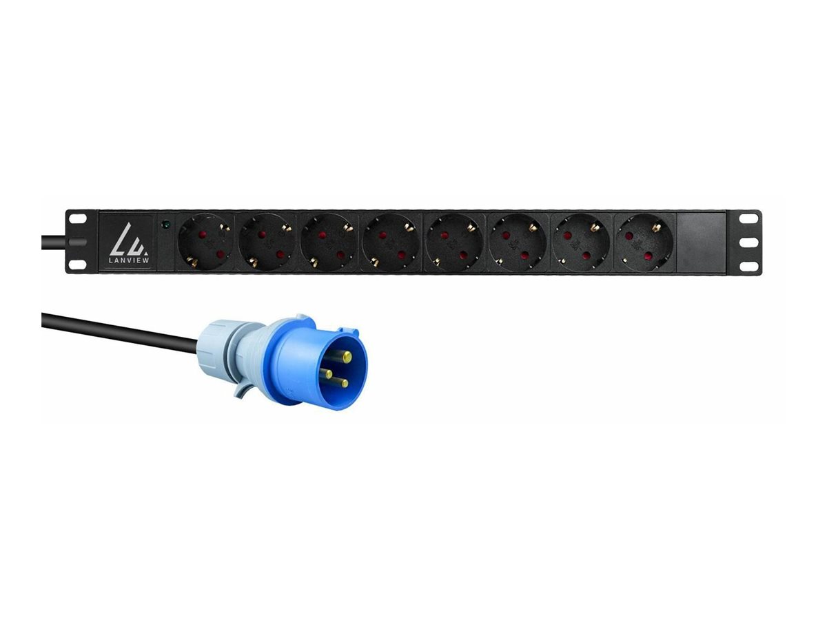 Lanview 19'' rack mount power strip 16A with 8 x Schuko type - Rackbefestigung, Ansicht 2