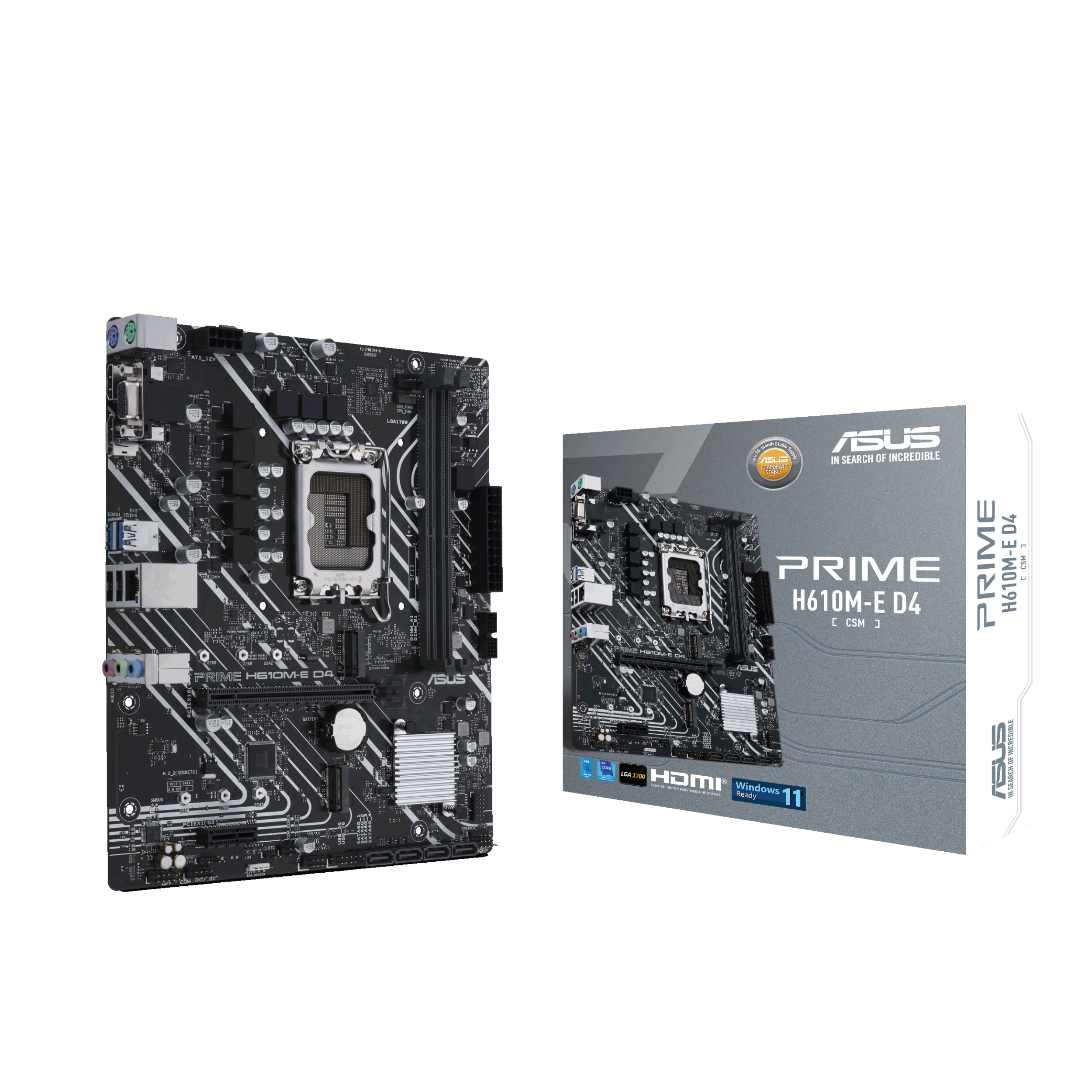 ASUS PRIME H610M-E D4-CSM - Motherboard - micro ATX - LGA1700-Sockel - H610 Chipsatz, Ansicht 2