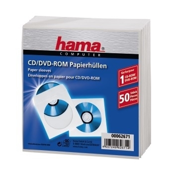 Hama CD-ROM Paper Sleeves - CD-Hülle - Kapazität: 1 CD - weiß (Packung mit 50), Ansicht 2
