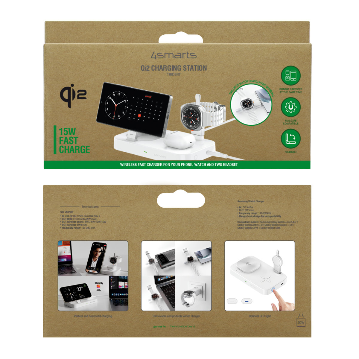 4smarts Qi2 Ladestation Trident mit Charger für Samsung Watch, Ansicht 4
