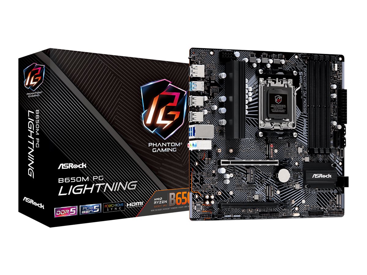 ASRock B650M PG Lightning - Motherboard - micro ATX - Socket AM5 - AMD B650 Chipsatz - USB-C 3.2 Gen2 USB 3.2 Gen 2 USB 3.2 Gen 1 USB-C 3.2 Gen 1 - 2.5 Gigabit LAN - Onboard-Grafik (CPU erforderlich)