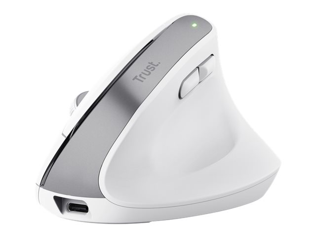 Trust Bayo+ - Vertikale Maus - für mehrere Geräte - ergonomisch - Für Rechtshänder - optisch - 6 Tasten - kabellos - 2.4 GHz Bluetooth - kabelloser Empfänger (USB)
