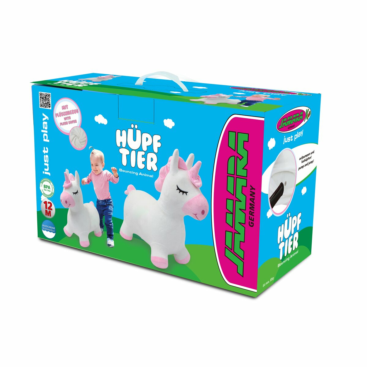 JAMARA Hüpftier Einhorn mit Plüschbezug und Pumpe, Ansicht 3