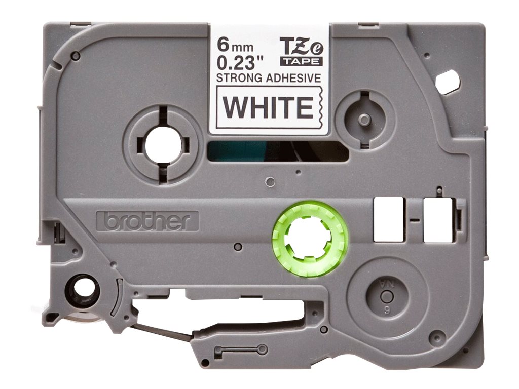 Brother TZe-S211 - Extrem stark haftend - Schwarz auf Weiß - Rolle (06 cm x 8 m)