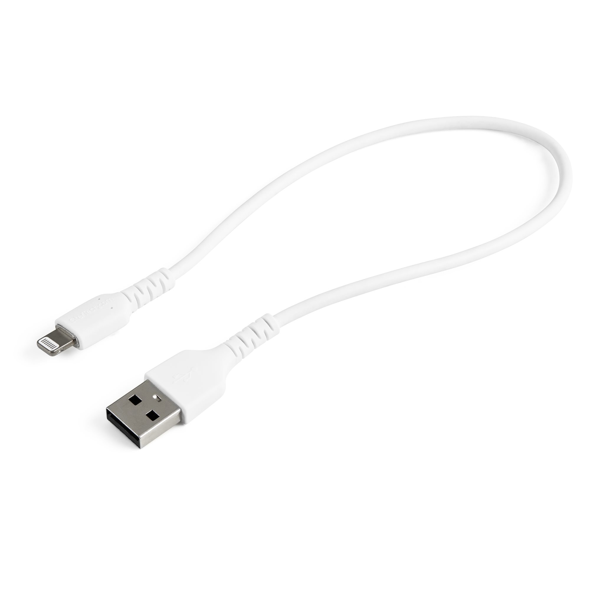 StarTech.com 30cm strapazierfähiges weißes USB-A auf Lightning-Kabel - Hochbelastbare, robuste Aramidfaser - USB Typ-A auf Lightningkabel - Lade-/Synchronisationskabel - Apple MFi-zertifiziert iPad/iPhone 12, Weiß, USB A, Lightning, 0,3 m, Männlich, Männlich